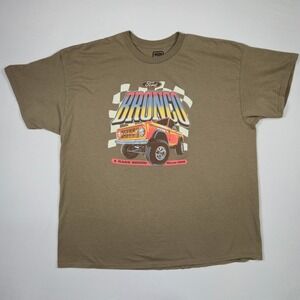 Ford Bronco Graphic T-Shirt L Tan Off Road Truck Tee‎ 1966 Vintage Style